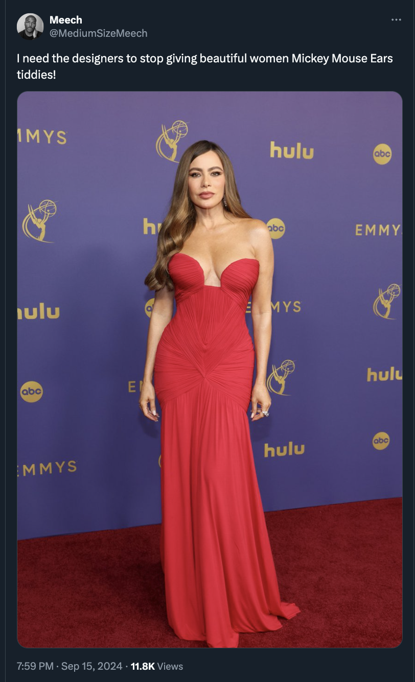 76th Primetime Emmy Awards - Meech MediumSizeMeech I need the designers to stop giving beautiful women Mickey Mouse Ears tiddies! Imys ulu abe Mmys E h Views hulu Mys hulu Emmy hul